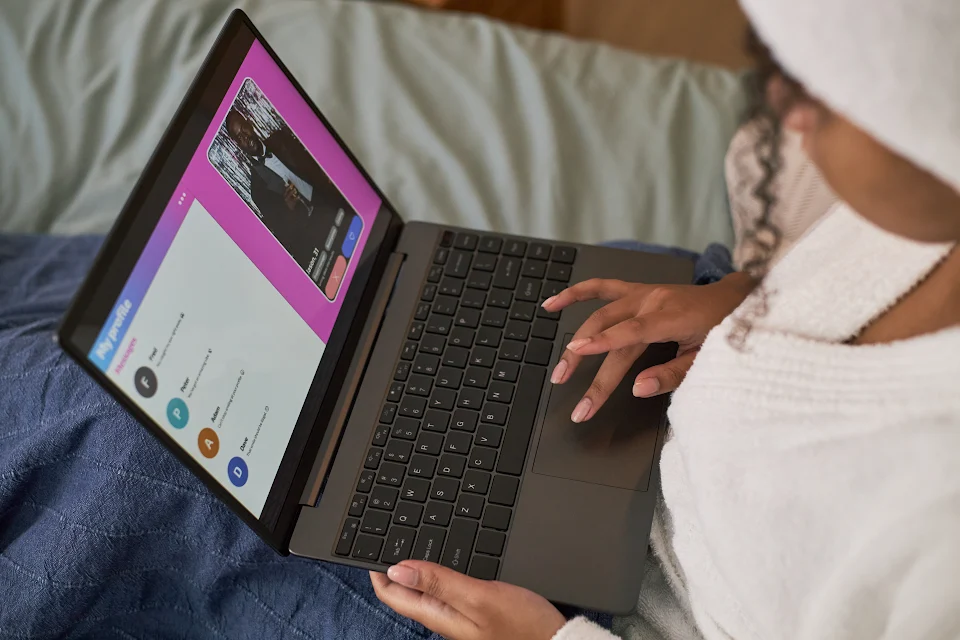 Girl using laptop